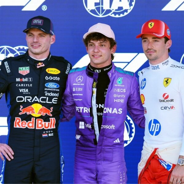 Antonelli, Verstappen y Leclerc