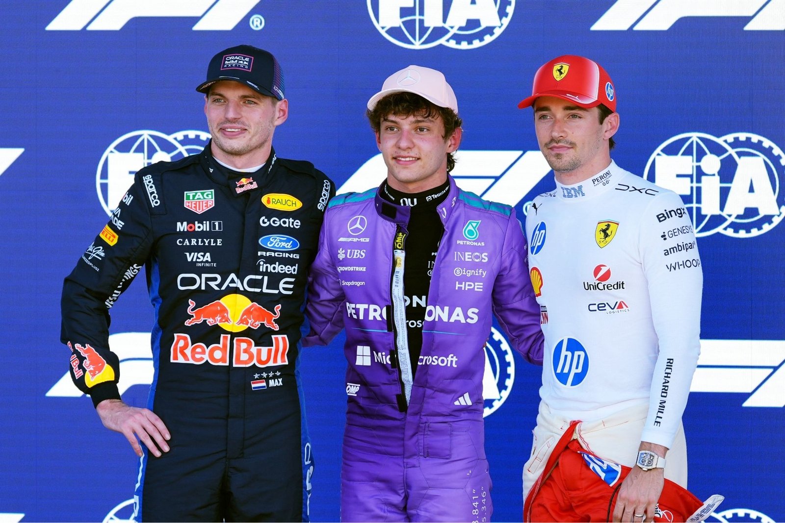 Antonelli, Verstappen y Leclerc